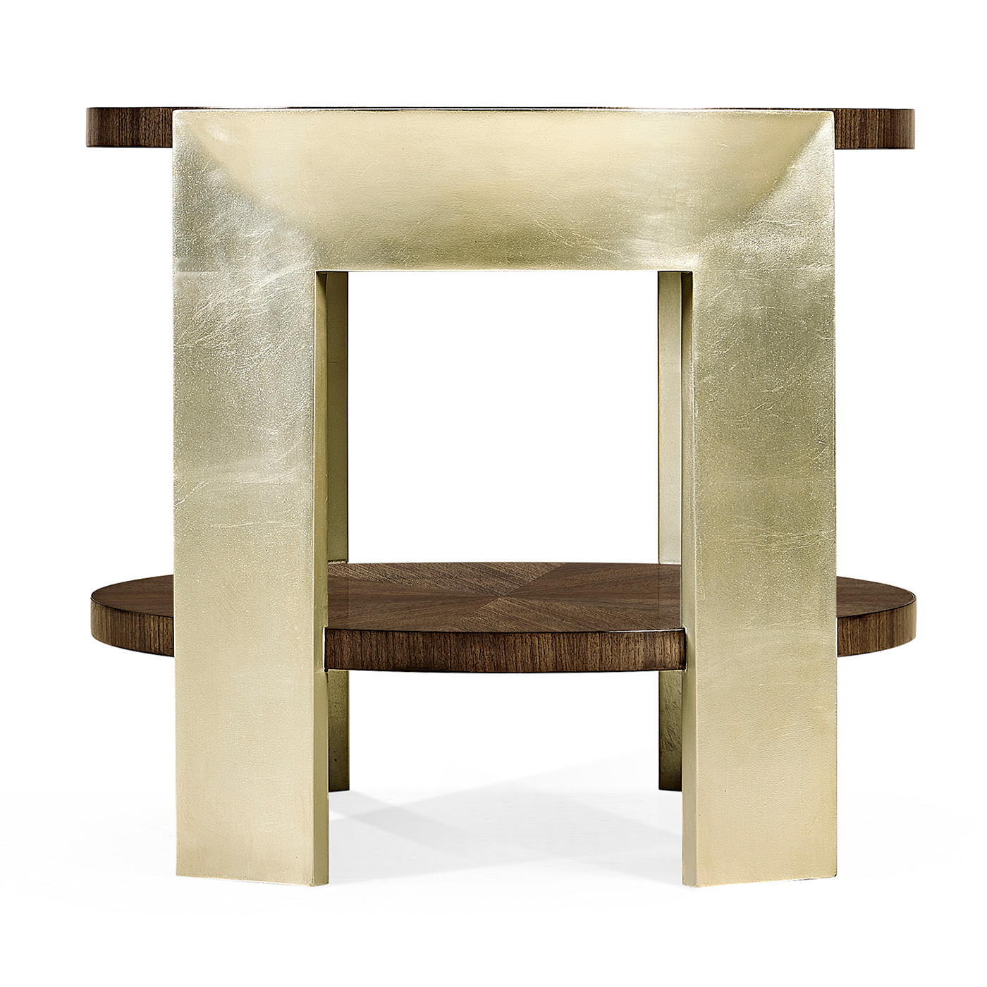 Gatsby Contemporary Round Dark Grey Walnut & Champagne Silver-leaf End Table