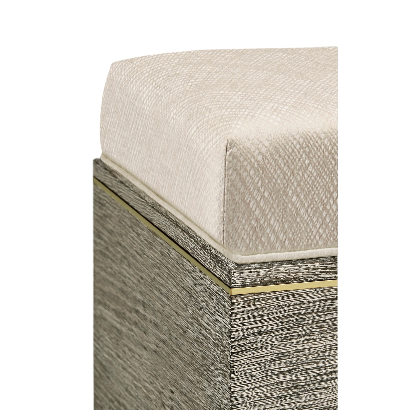 Geometric Dark French Oak Stool with Inside Storage on Wheels