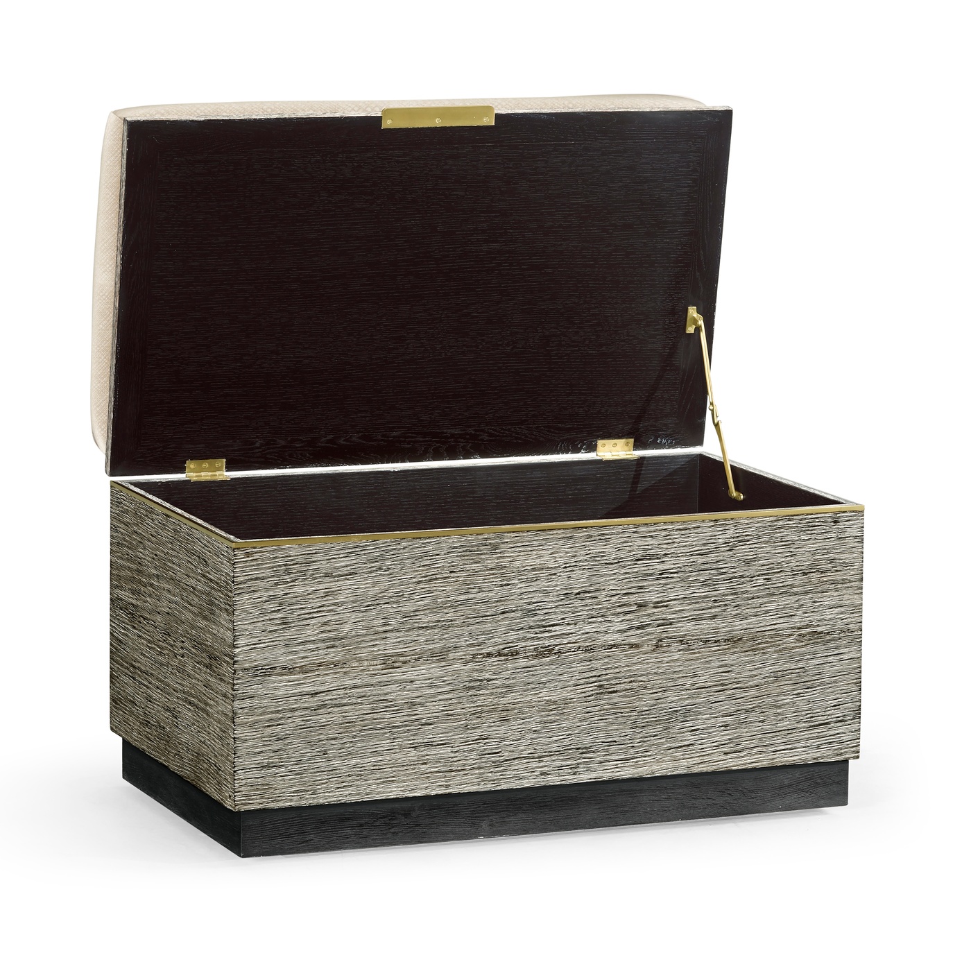 Geometric Dark French Oak Stool with Inside Storage on Wheels