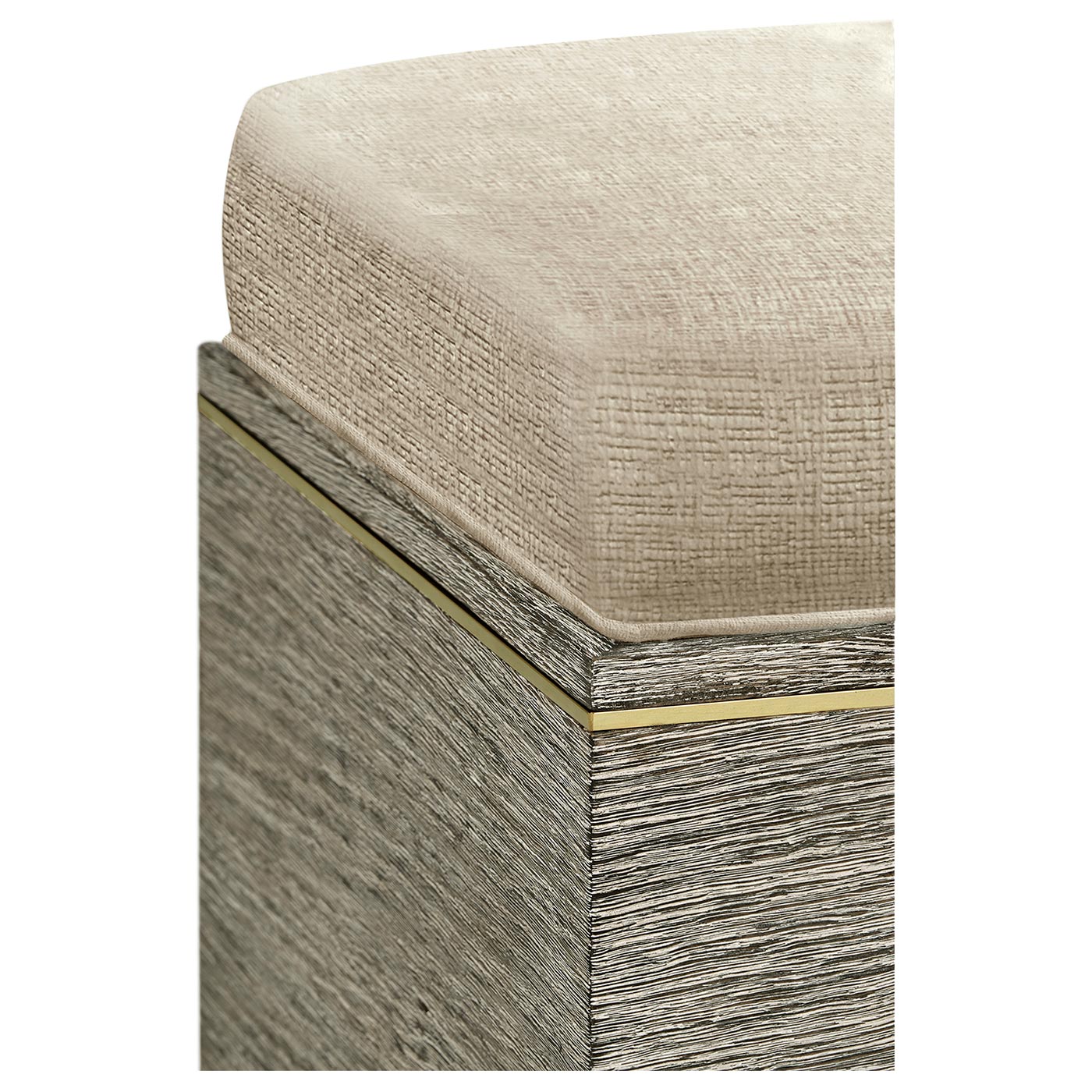 Geometric Dark French Oak Stool with Inside Storage on Wheels