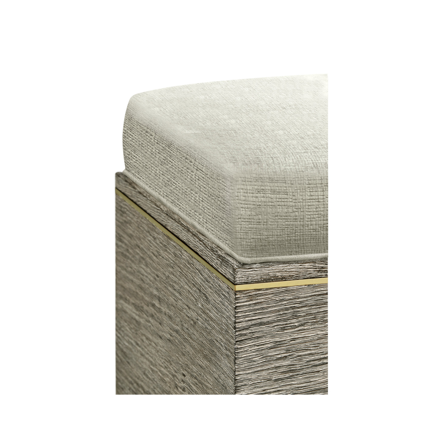 Geometric Dark French Oak Stool with Inside Storage on Wheels