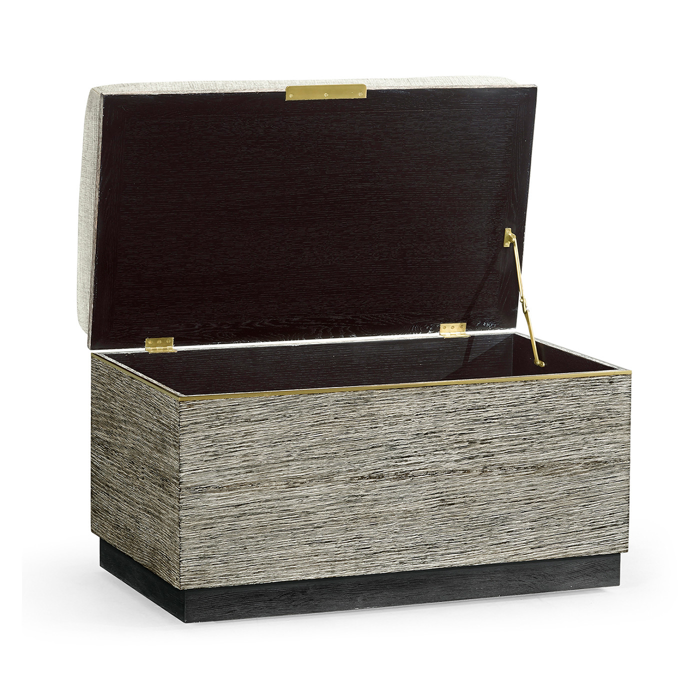 Geometric Dark French Oak Stool with Inside Storage on Wheels