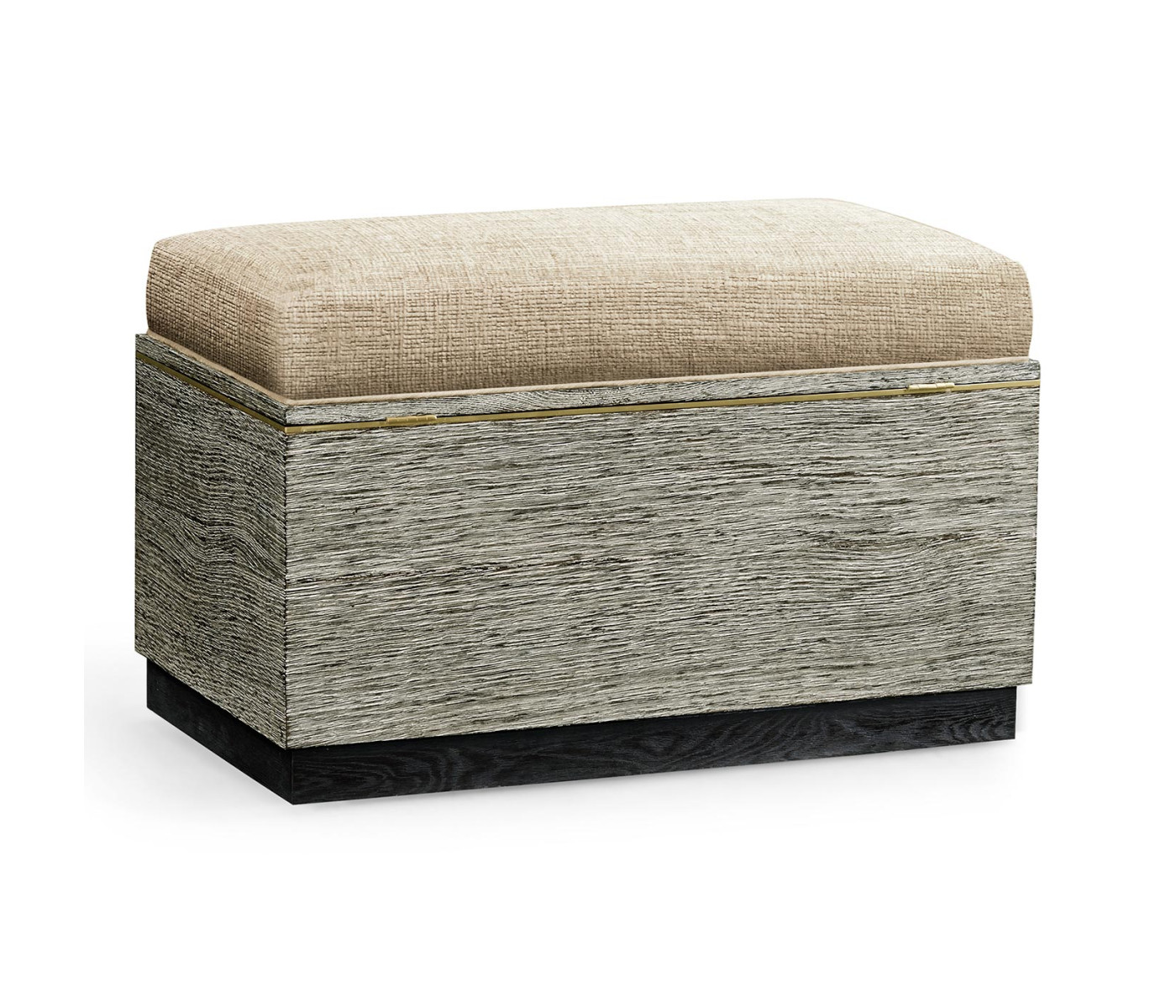 Geometric Dark French Oak Stool with Inside Storage on Wheels