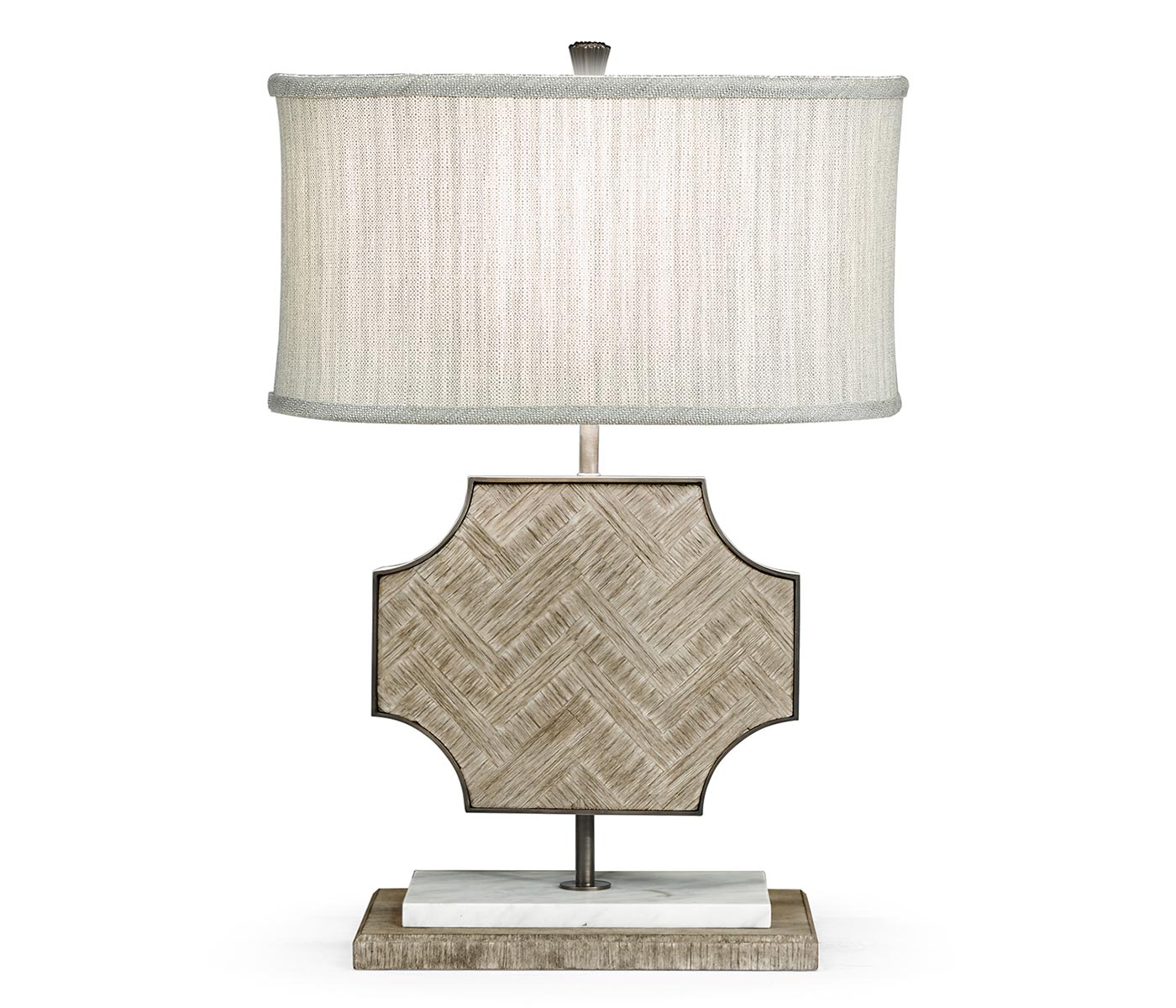 Curved Wide Cross Grey Oak Table Lamp
