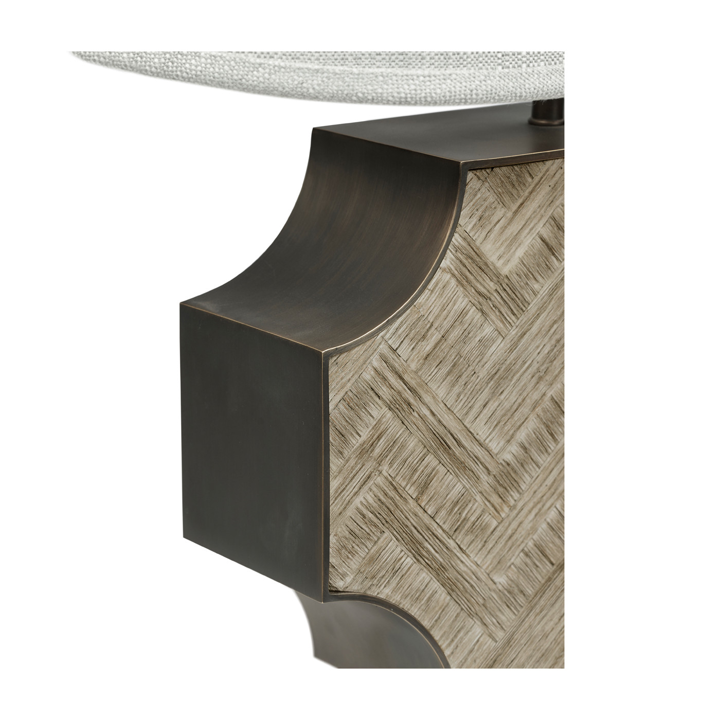 Curved Wide Cross Grey Oak Table Lamp