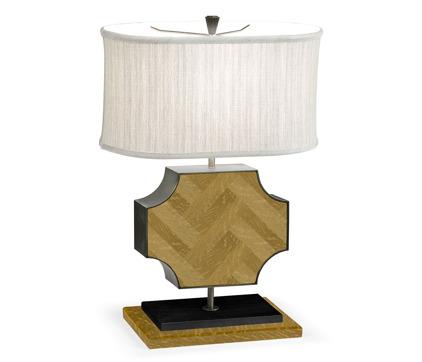 Curved Wide Cross Natural Oak Table Lamp