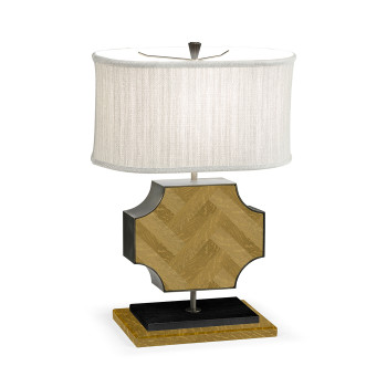Curved Wide Cross Natural Oak Table Lamp