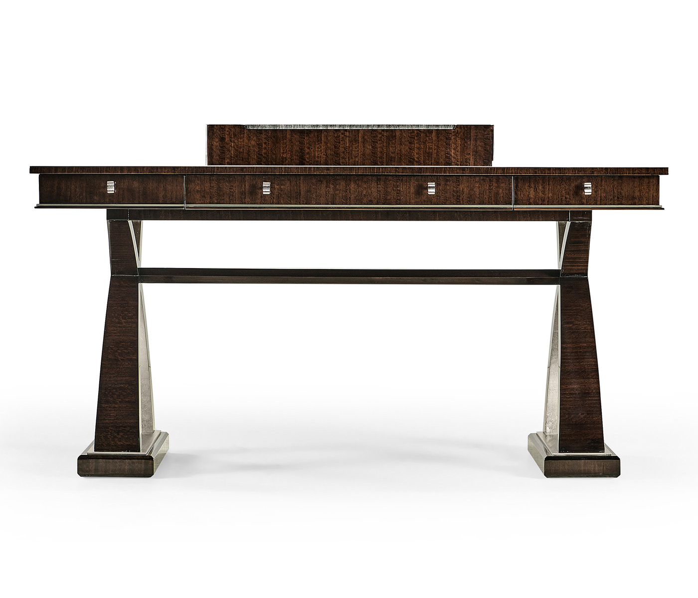 Black Eucalyptus & Silver Espresso Desk with Wood Stretcher