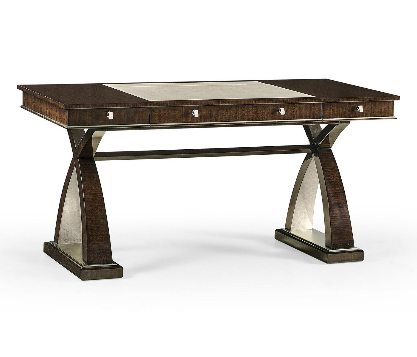 Black Eucalyptus & Silver Espresso Desk with Wood Stretcher