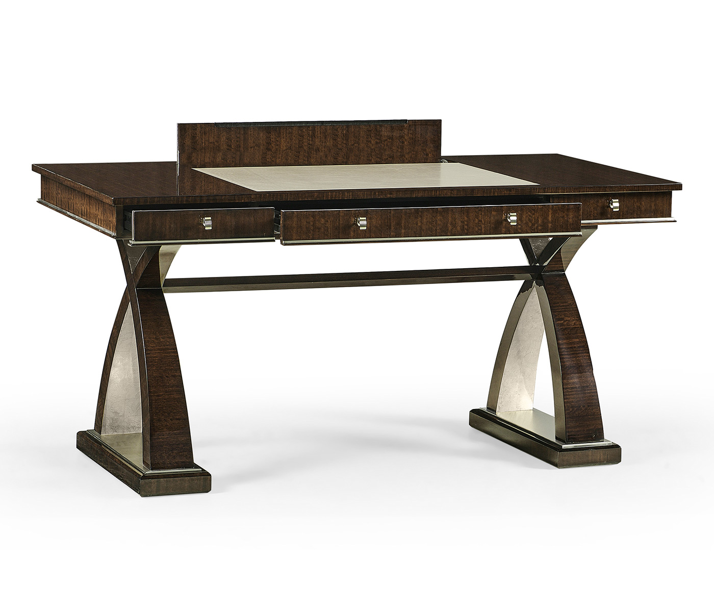 Black Eucalyptus & Silver Espresso Desk with Wood Stretcher