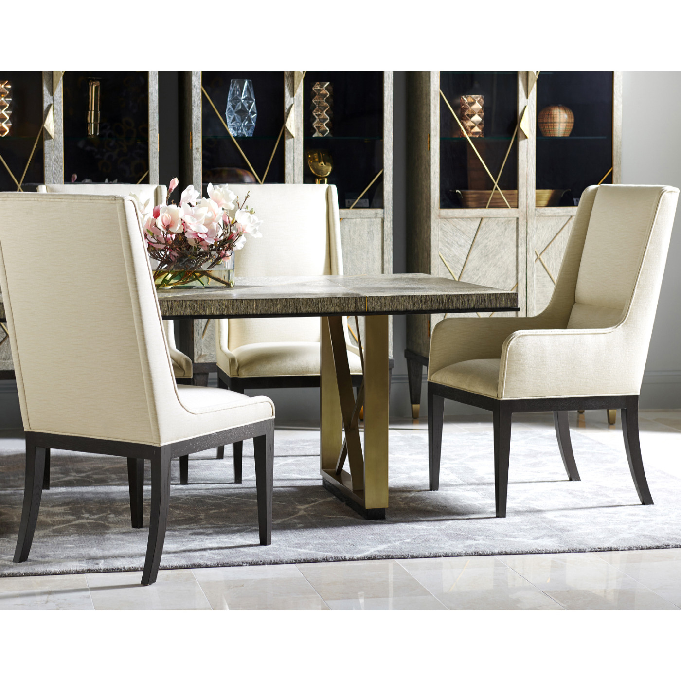 Geometric Channel Back Arm Chair