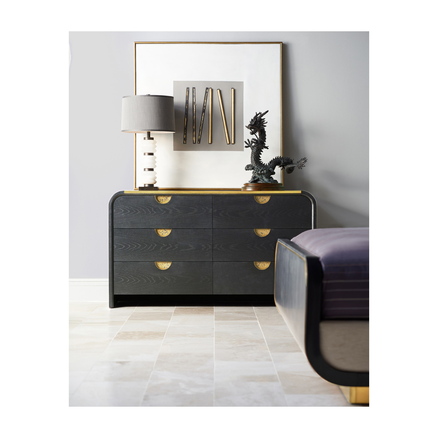 Fusion Curved Ebonised Oak UK King Bed