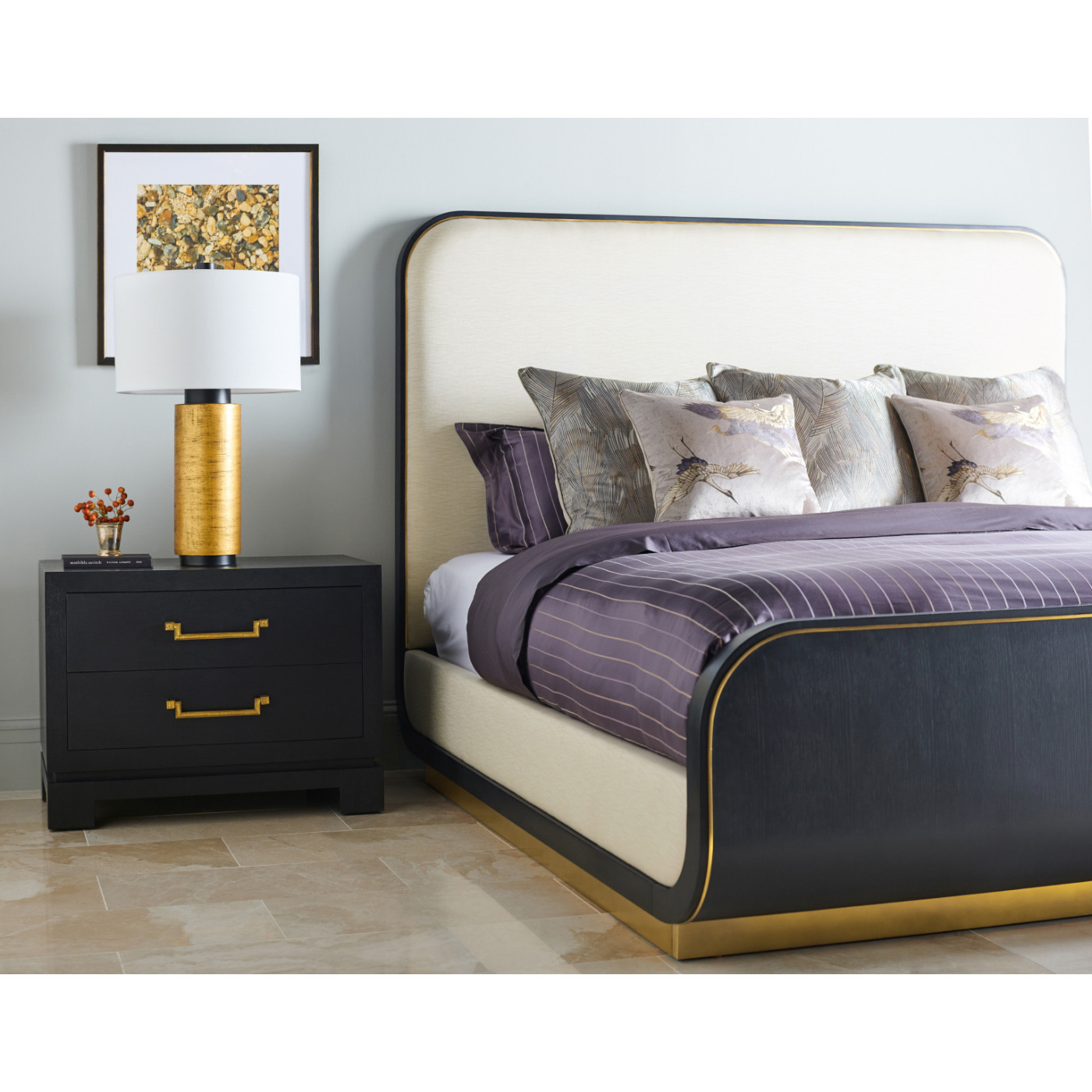 Fusion Curved Ebonised Oak US Queen Bed