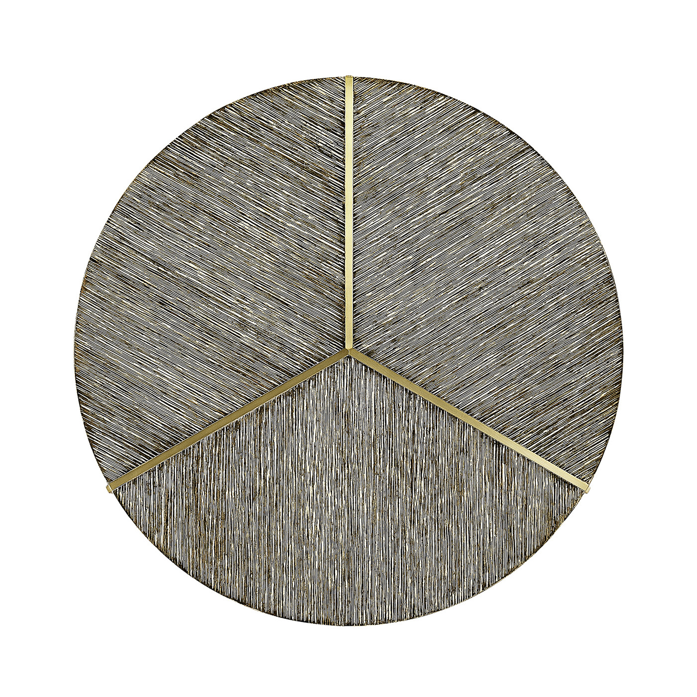 Geometric Round Oak & Brass End Table