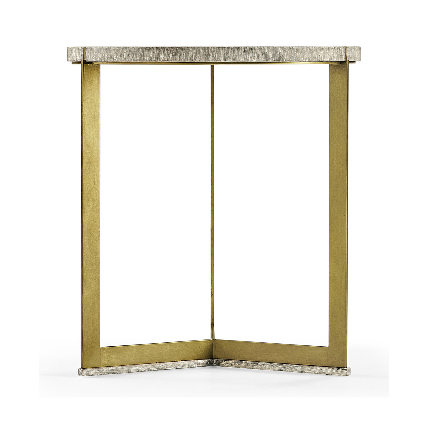 Geometric Round Oak & Brass End Table