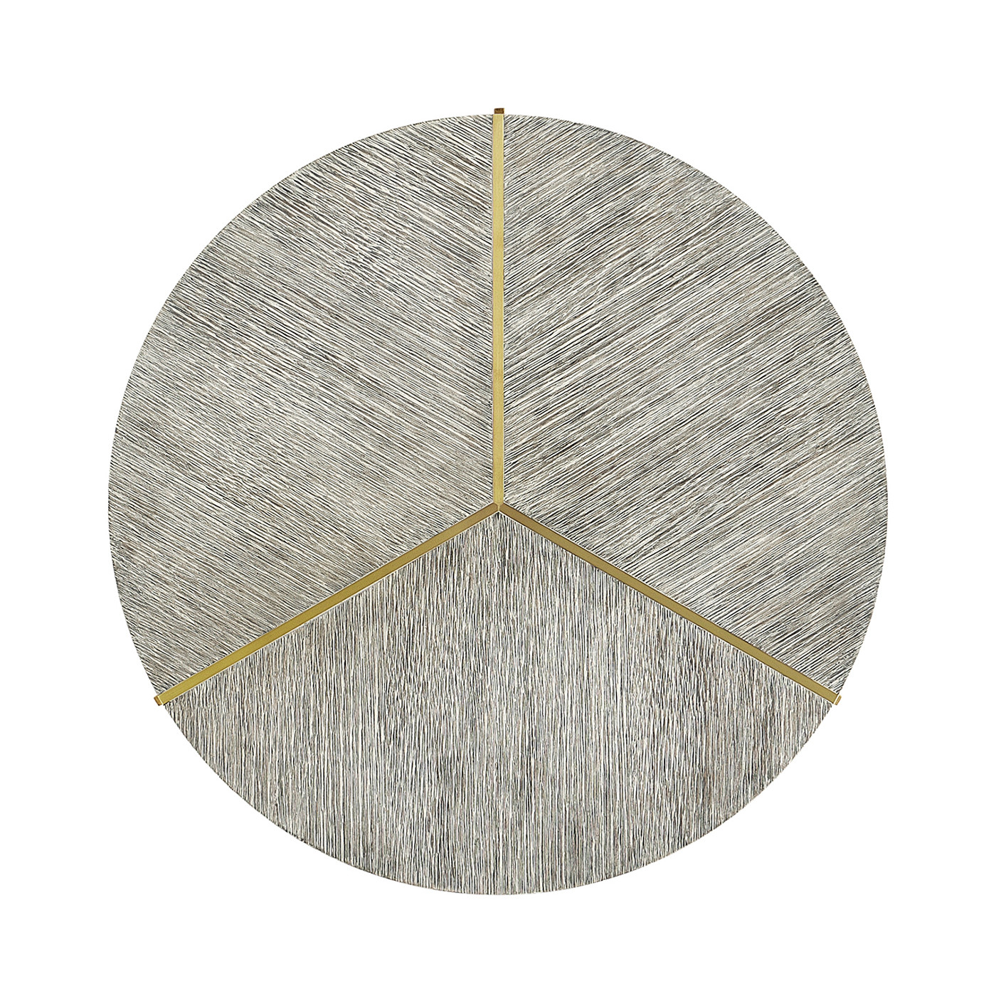 Geometric Round Oak & Brass End Table