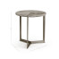Geometric Round Oak & Brass End Table