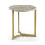 Geometric Round Oak & Brass End Table