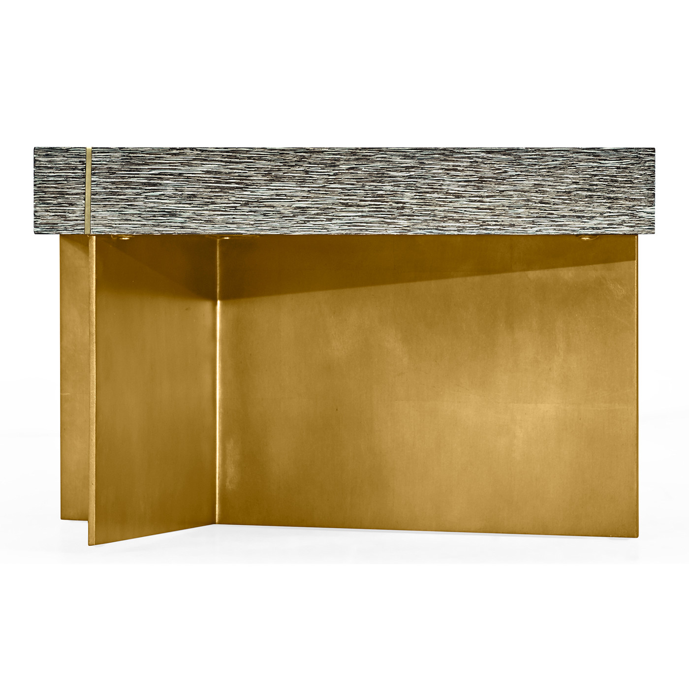 Geometric Rectangular Dark French Oak & Gilded Coffee Table