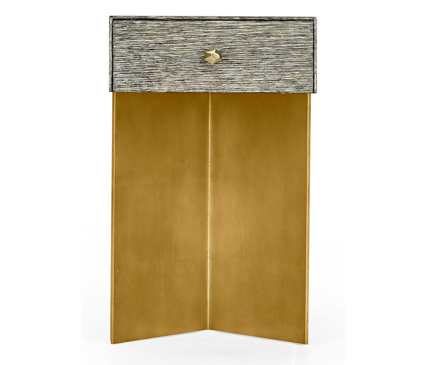 Geometric Rectangular Dark French Oak & Gilded End Table