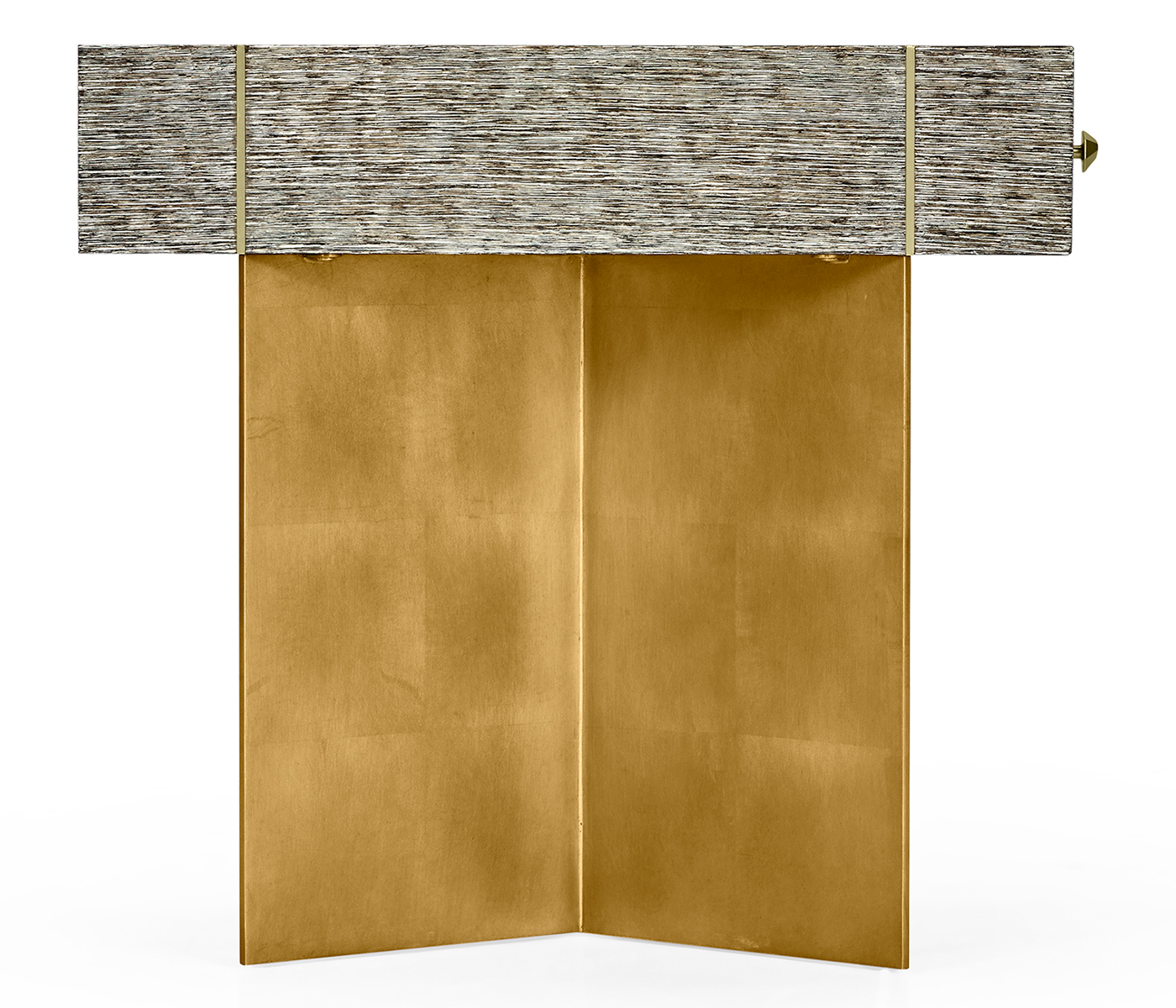 Geometric Rectangular Dark French Oak & Gilded End Table