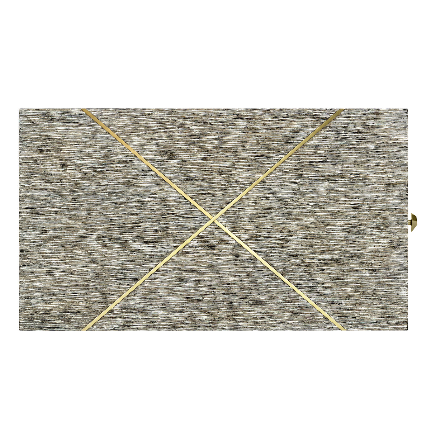 Geometric Rectangular Dark French Oak & Gilded End Table