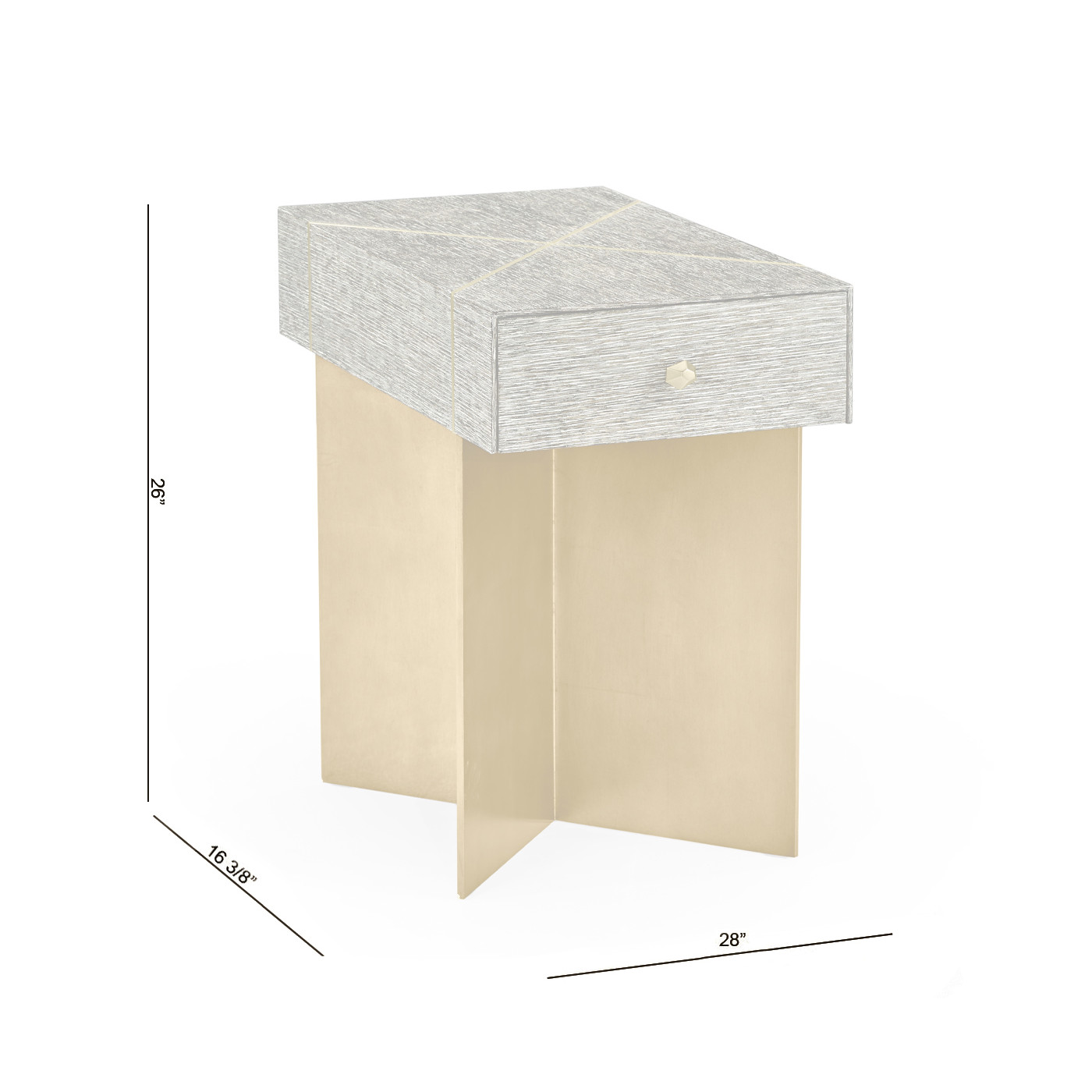 Geometric Rectangular Dark French Oak & Gilded End Table