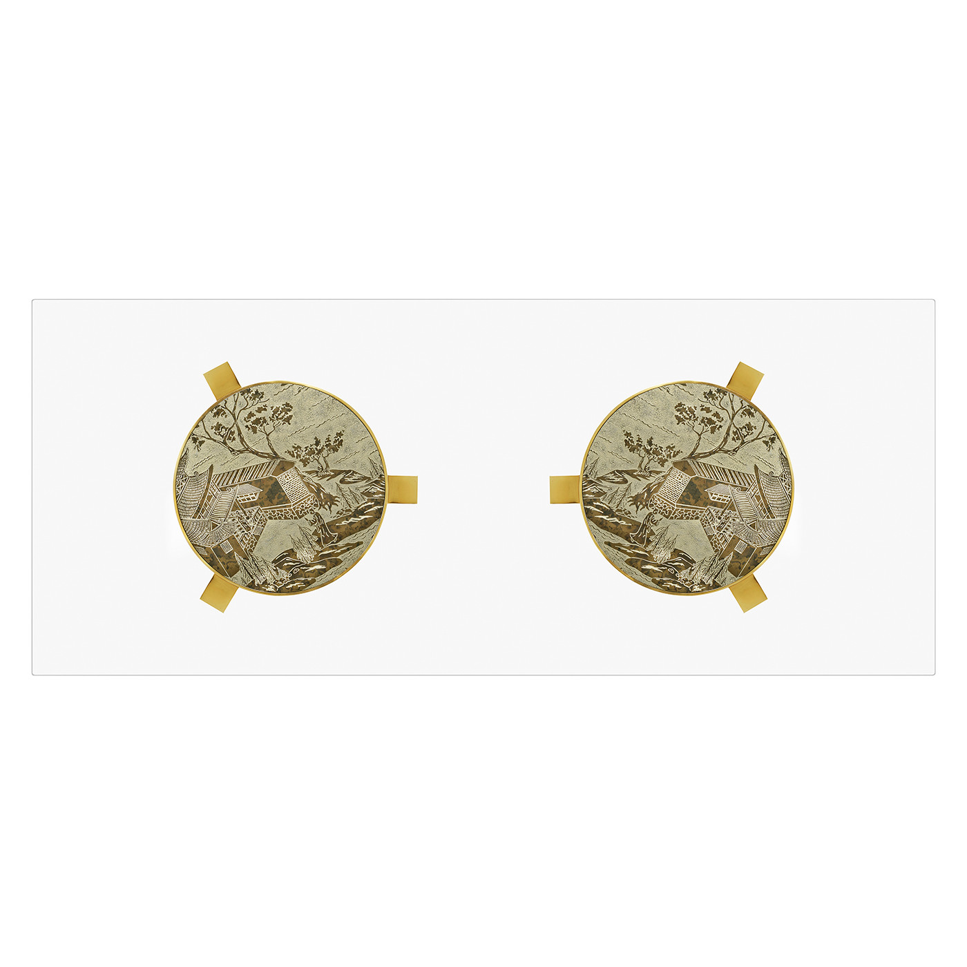 Fusion Rectangular Chinoiserie Antique Etched Brass Dining Table 87