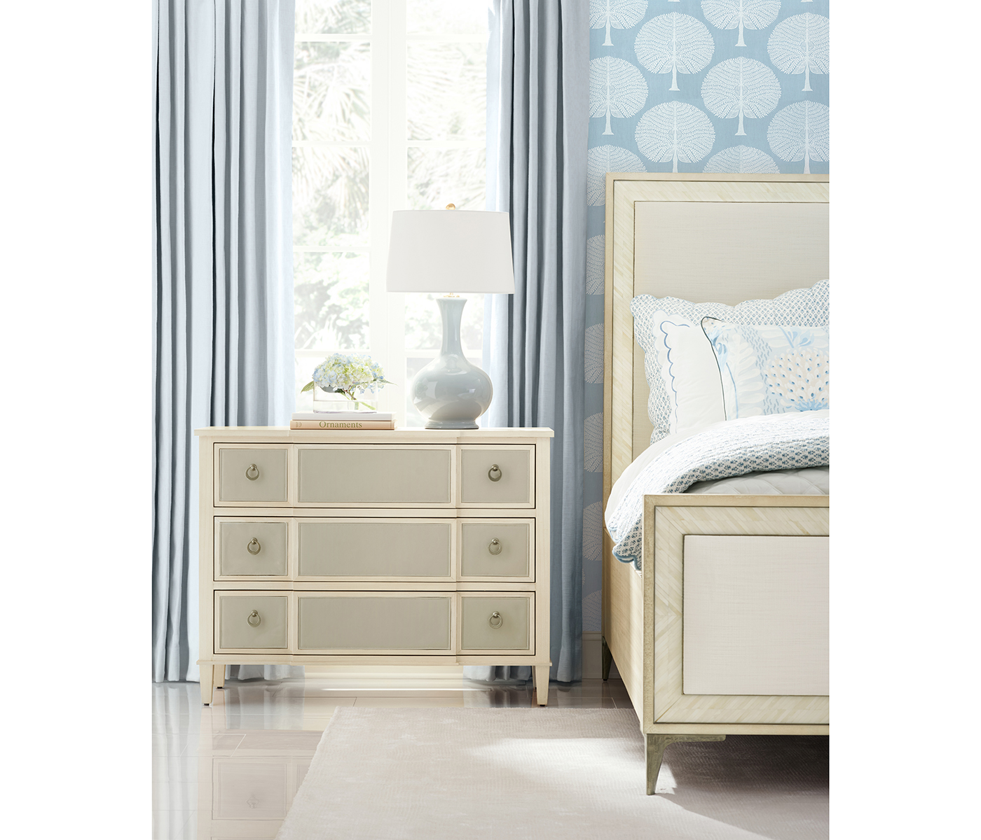 Tideline Bone & Linen-Blend Upholstered Bed