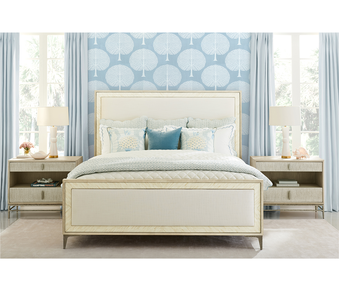 Tideline Bone & Linen-Blend Upholstered Bed