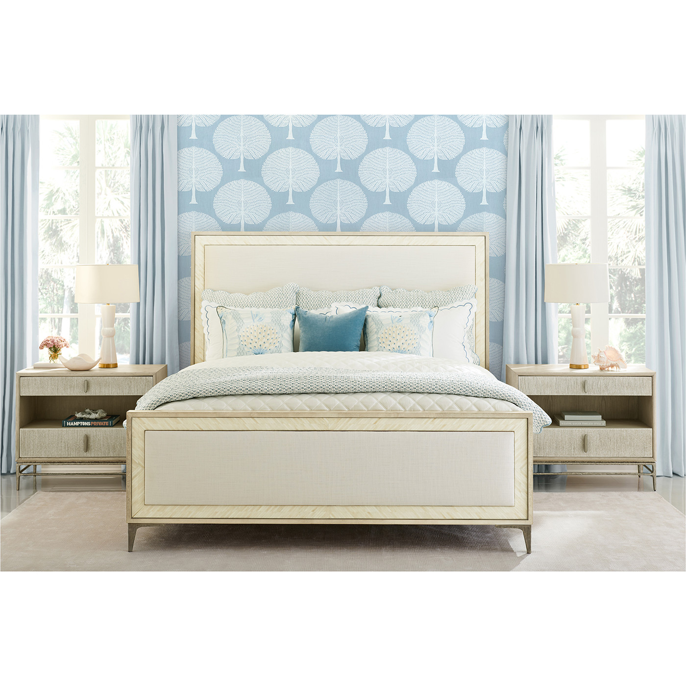 Tideline Bone & Linen-Blend Upholstered Bed