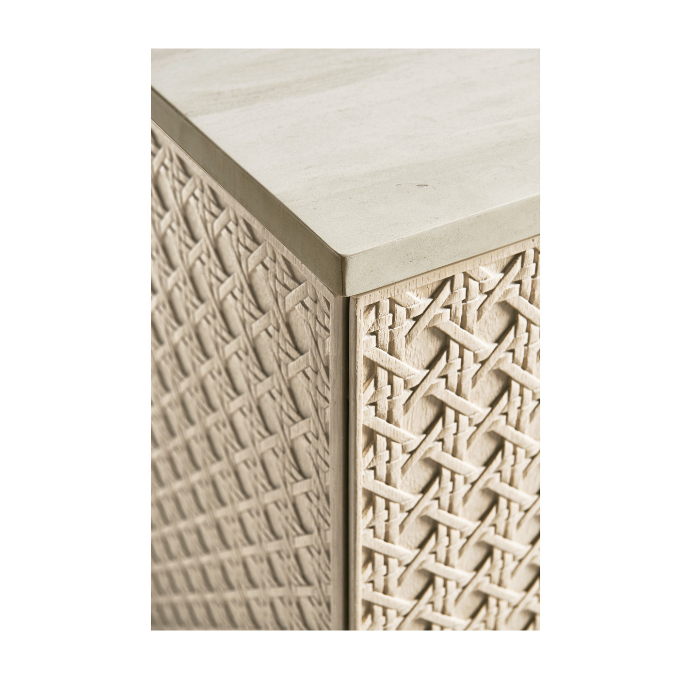 Cnoidal Carved Cane Door Chest