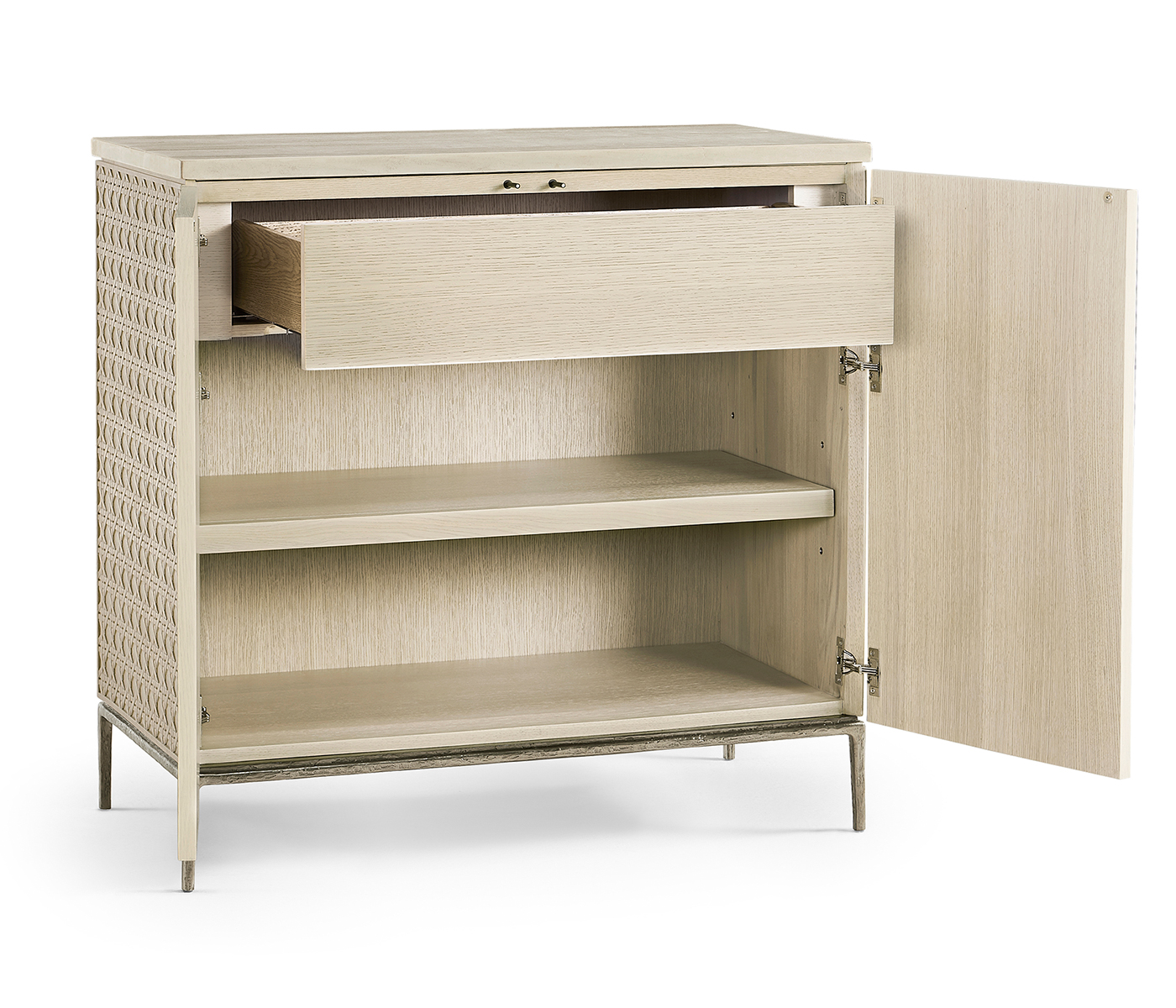 Cnoidal Carved Cane Door Chest