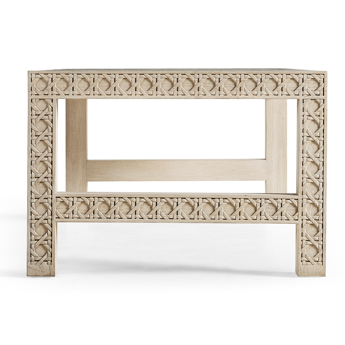 Cnoidal Cane Carved Cocktail Table