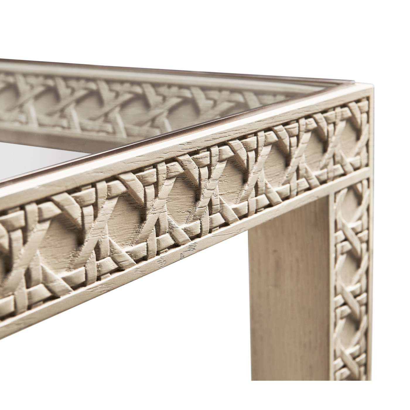 Cnoidal Cane Carved End Table