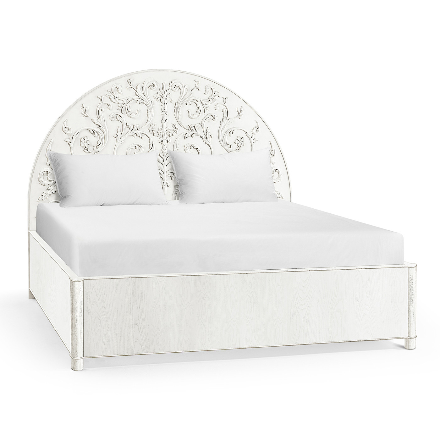 Moon Flower Half Round Carved Panel UK King Bed