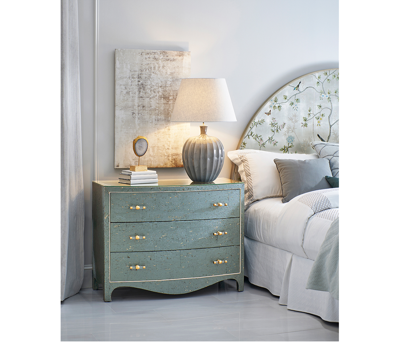 Shimmering Moon Half Round Panel UK King Bed