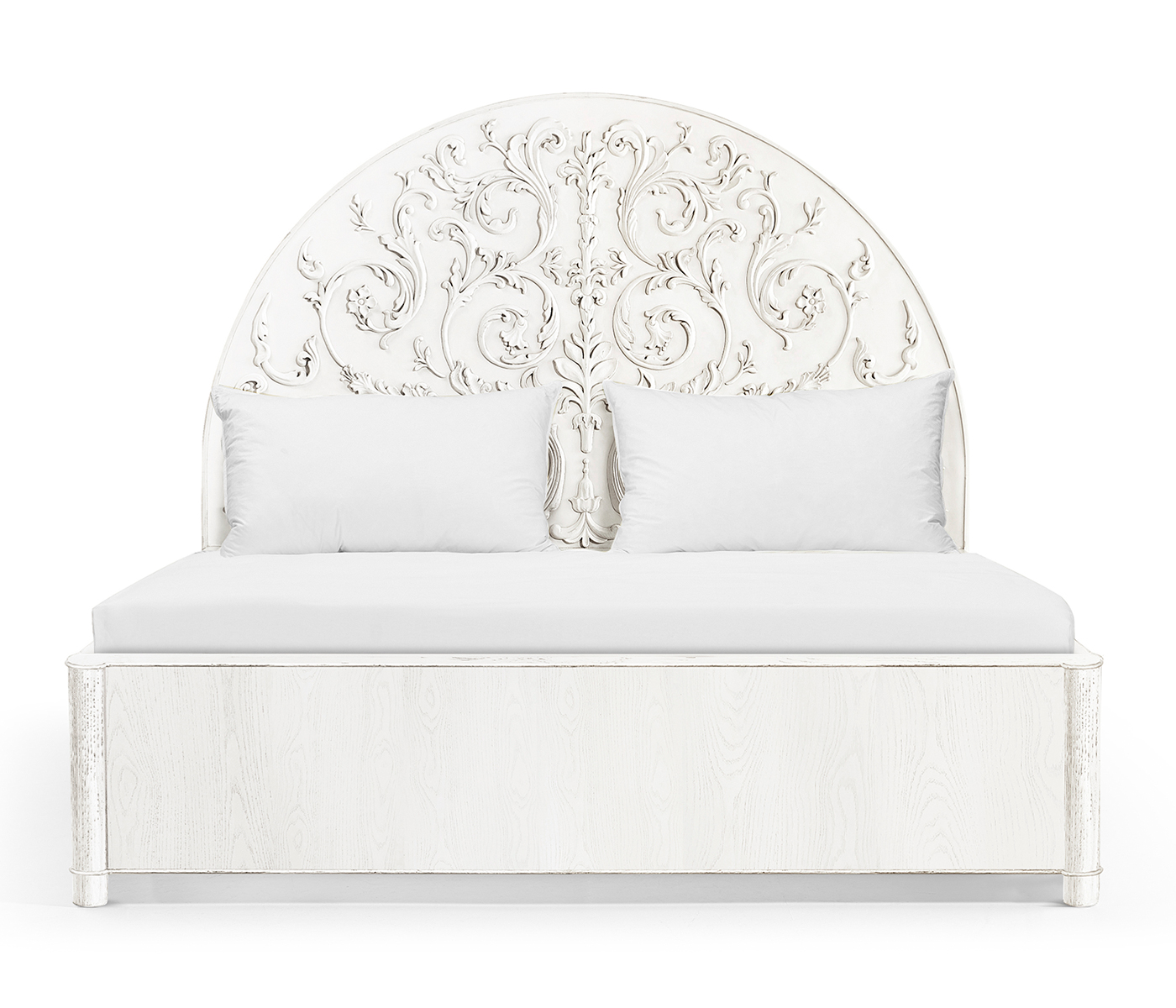 Moon Flower Half Round Carved Panel Bed