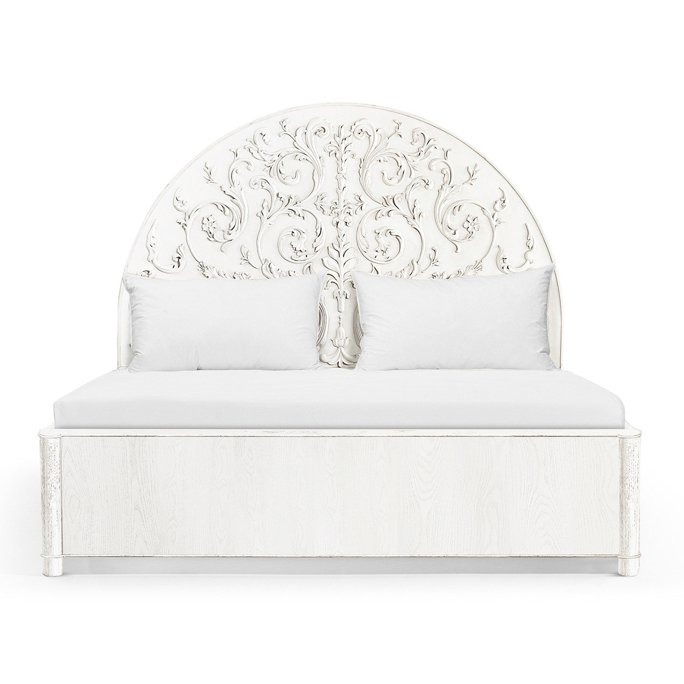Moon Flower Half Round Carved Panel Bed