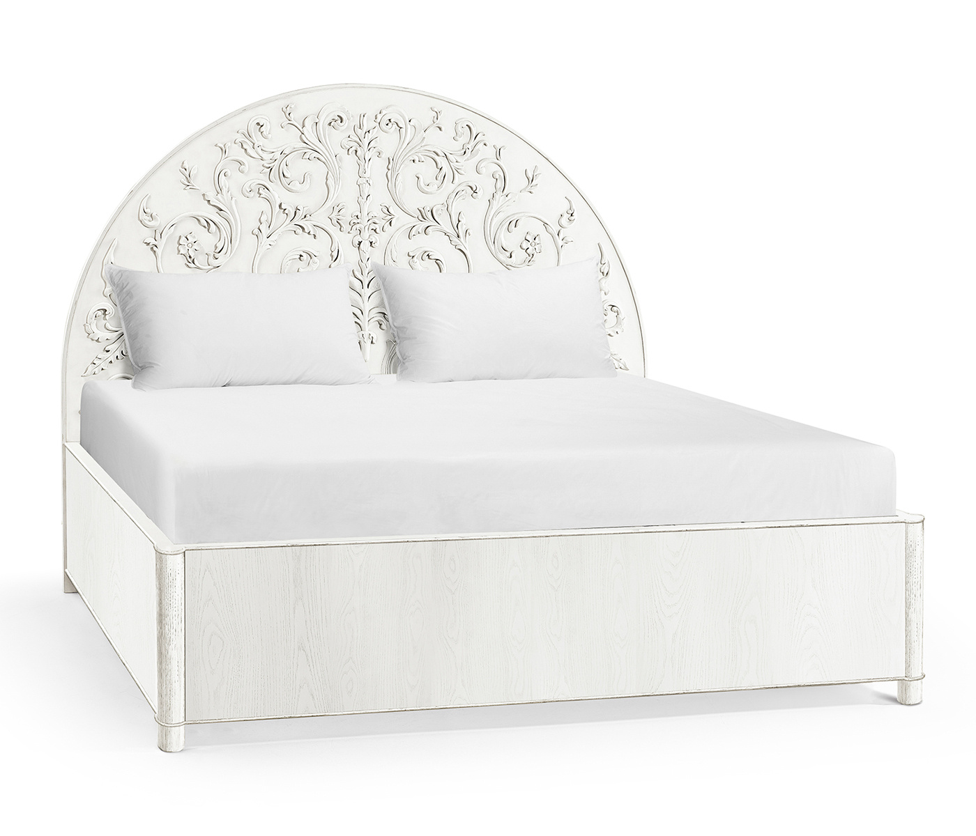 Moon Flower Half Round Carved Panel Bed
