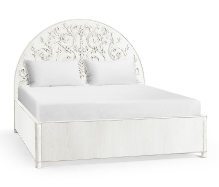 Moon Flower Half Round Carved Panel Bed