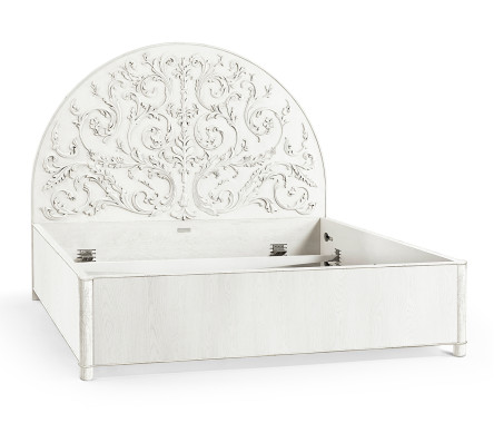 Moon Flower Half Round Carved Panel Bed