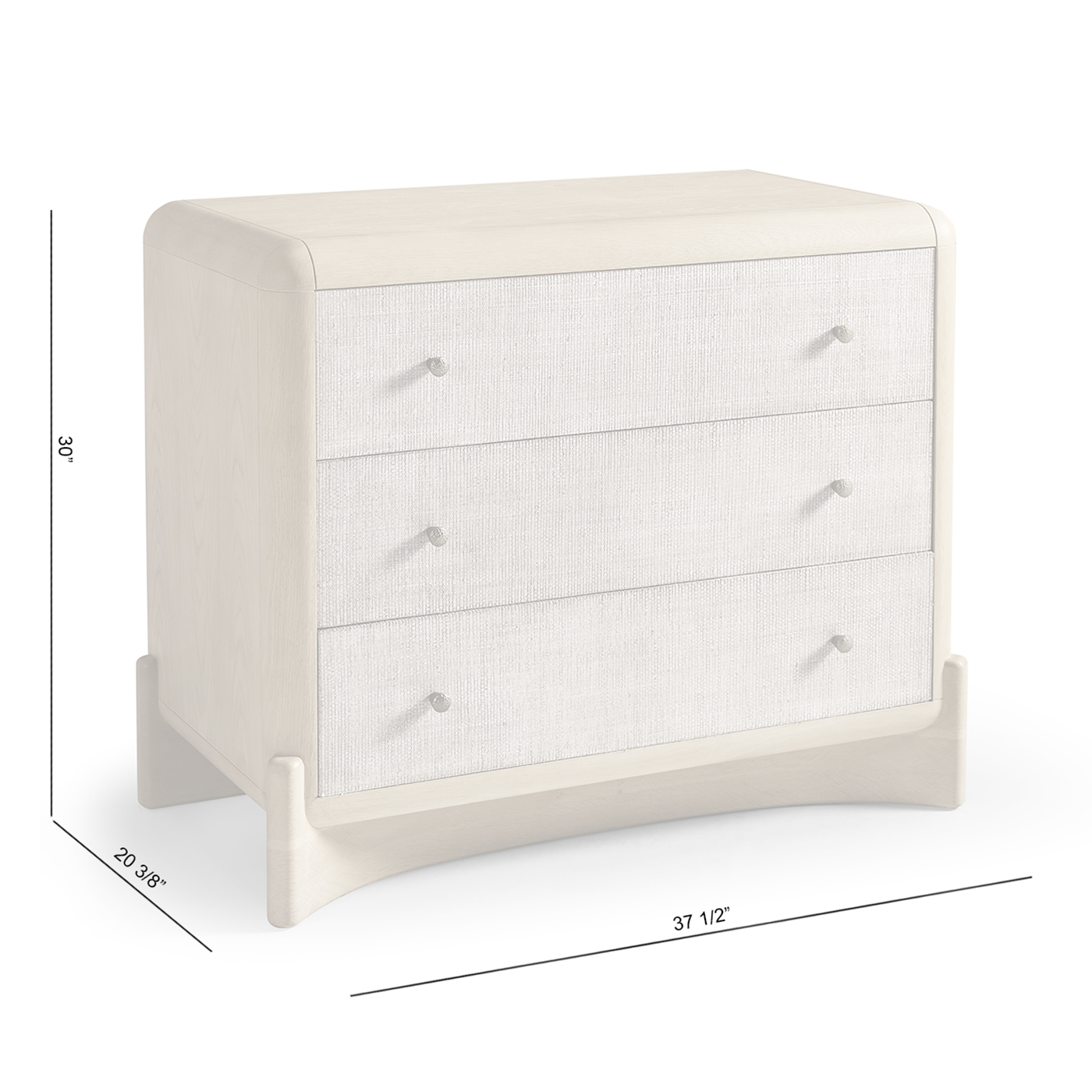 Keel Raffia Three Drawer Nightstand
