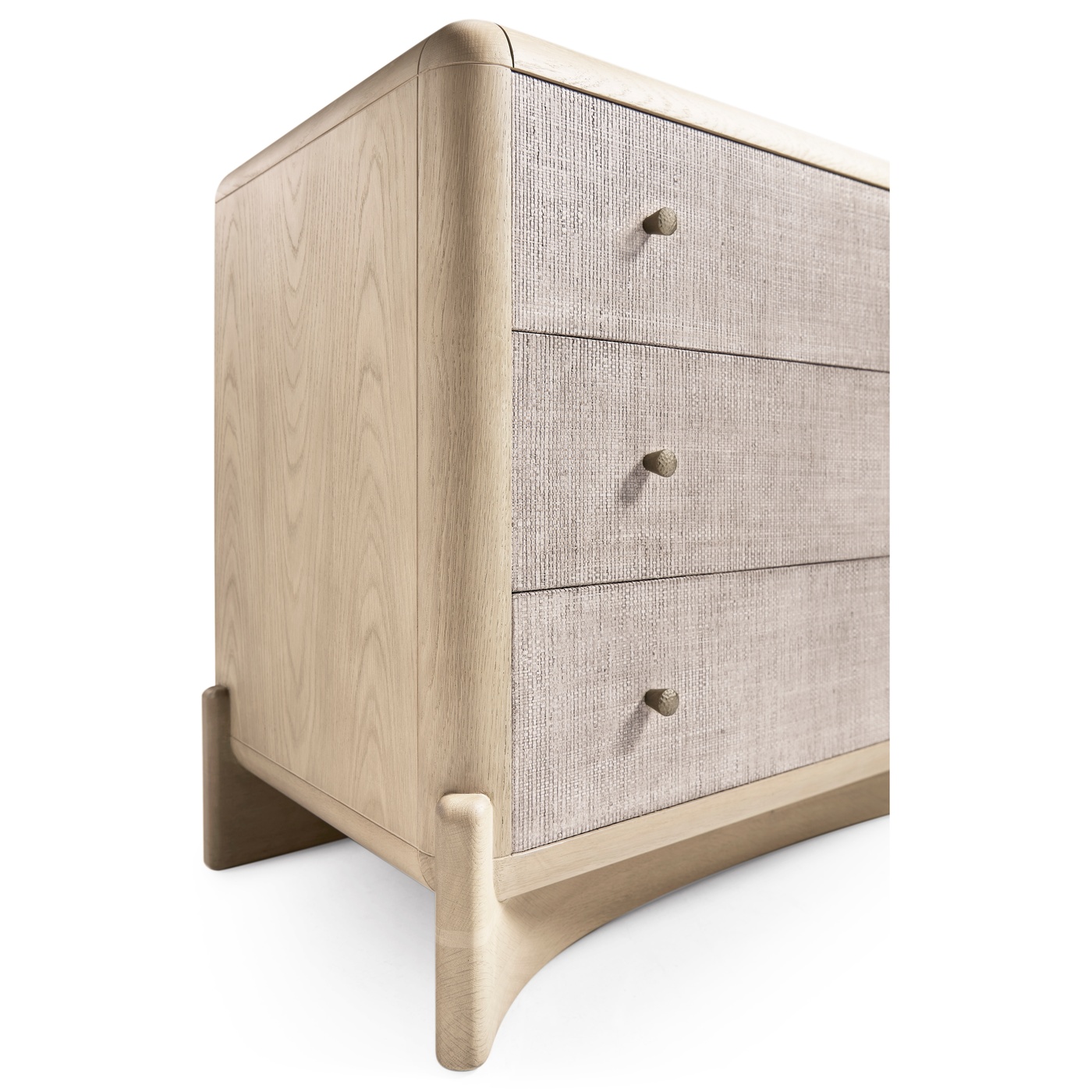 Keel Raffia Three Drawer Nightstand
