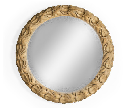 Wrenbury Round Gilded Vintage Oak Mirror