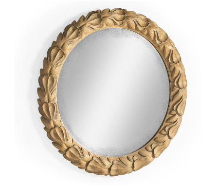 Wrenbury Round Gilded Vintage Oak Mirror