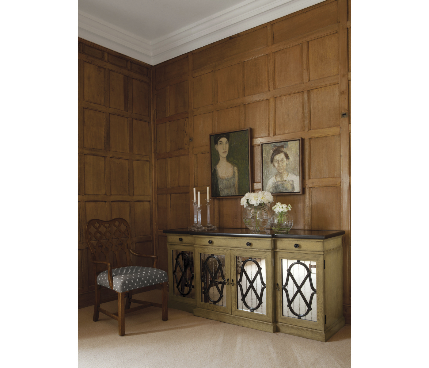 Kingsley Grey Fruitwood Arm Chair