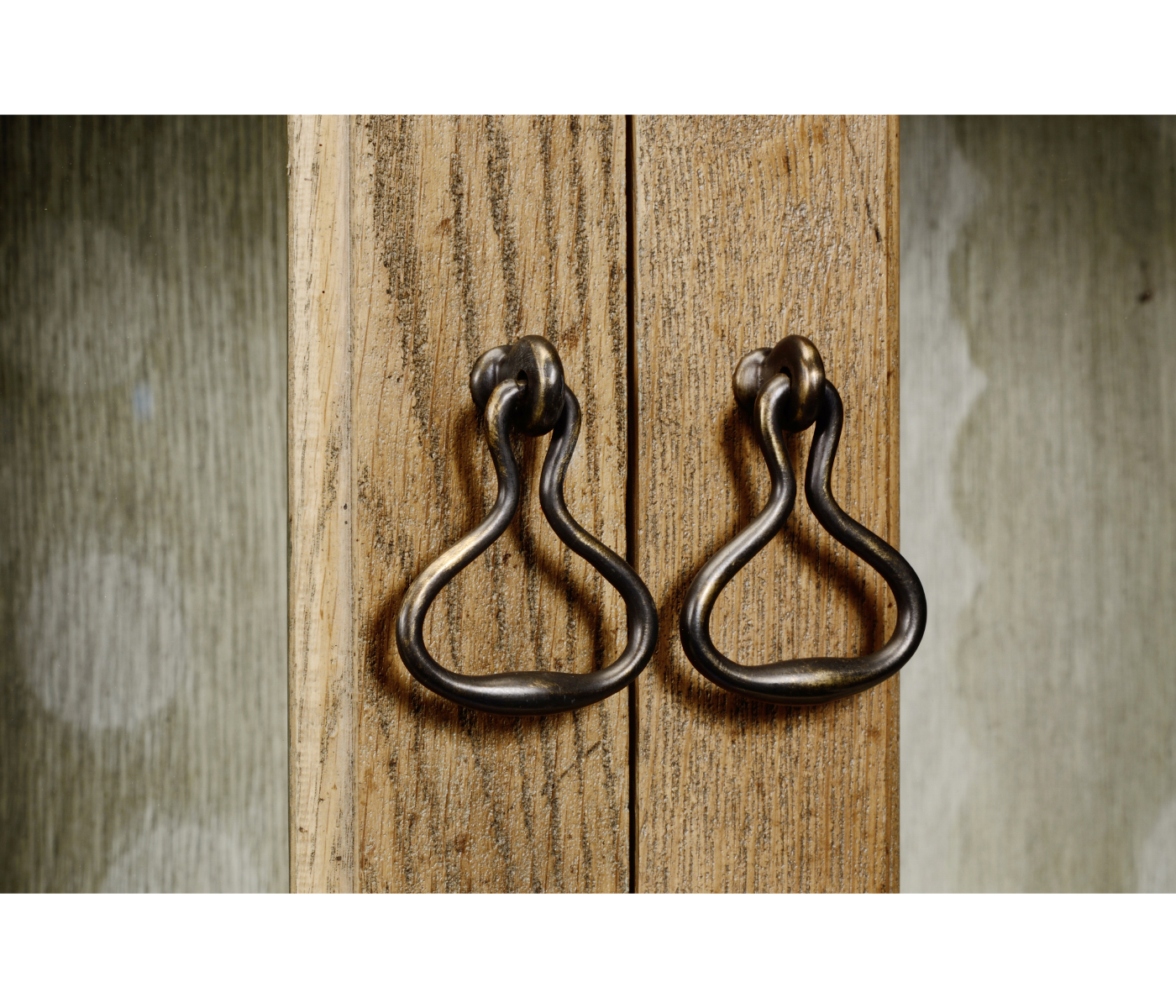 Oulton Vintage Oak Cabinet with Glass Doors & Wooden Shelves