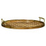 Large Circular Natural Acacia & Polka Dot Tray