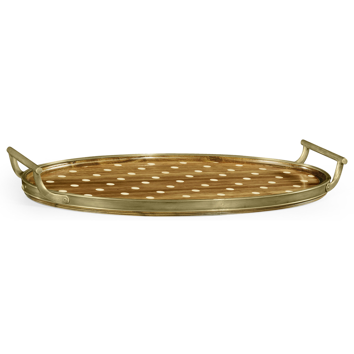 Oval Natural Acacia & Polka Dot Tray